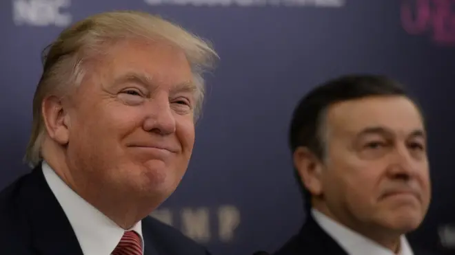 Ровно три года назад Crocus Group Араза Агаларова (справа) потратила 20 миллионов долларов на проведение в Москве конкурса красоты "Мисс Вселенная", который принадлежит Дональду Трампу