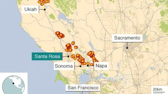 Các đám cháy vẫn đang hoành hành ở miền Bắc California hôm 12/10/2017