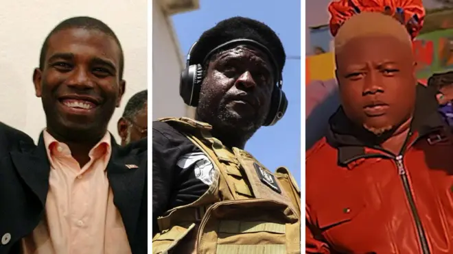 Bivši pobunjenik Gaj Filip (desno) i vođe bandi Džimi Šerizije zvani Roštilj (u sredini) i Džonson Andre (levo)