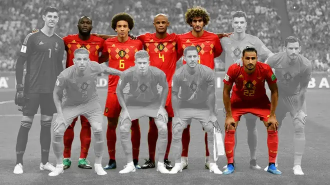 De la alineación inicial del equipo belga que jugó contra Brasil en los cuartos de final, cinco jugadores tienen al menos un padre inmigrante: (atrás, de izquierda a derecha) Romelu Lukaku (RD Congo), Axel Witsel (Martinica), Vincent Kompany (RD Congo) y Marouane Fellaini (Marruecos); (adelante): Nacer Chadli (Marruecos).
