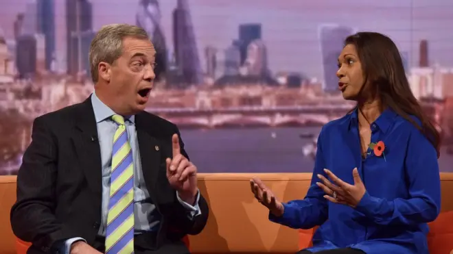 Вместе с Найджелом Фараджем в прямом эфире Би-би-си была и инициатор иска в Высокий суд Джина Миллер