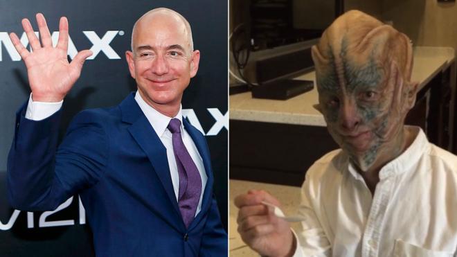 Jeff Bezos in person and as an alien in Star Trek Beyond