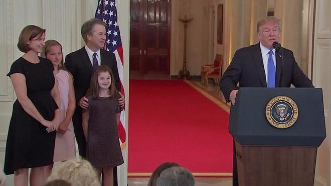Brett Kavanaugh and his family with Donald Trump