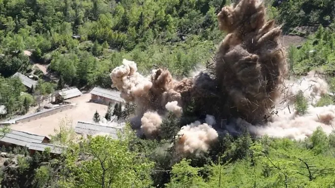 لحظة "تدمير" موقع التجارب النووية في كوريا الشمالية