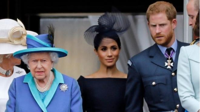 The Queen, the Duchess of Sussex and the Duke of Sussex