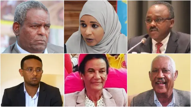 አቶ አባይ ወልዱ፣ ወ/ሮ ኬሪያ ኢብራሂም፣ አብረሃም ተከስተ (ዶ/ር)፣ ሰለሞን ኪዳነ (ዶ/ር)፣ ወ/ሮ ቅዱሳን ነጋ፣ እና አቶ ስብሐት ነጋ