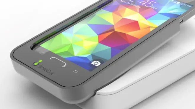 StoreDot has produced mock-ups of a smartphone charging in a special dock