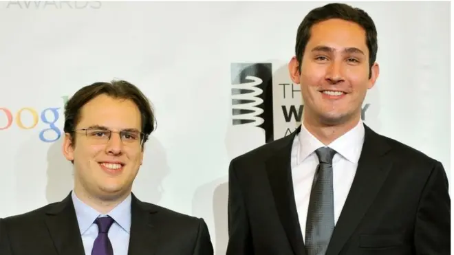 Mike Krieger (à esquerda) e Kevin Systrom continuram à frente do Instagram mesmo depoisatlético goianiense e atlético paranaense palpiteterem vendido o aplicativo ao Facebook