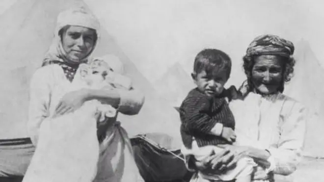 Armenian refugees at a camp in 1915