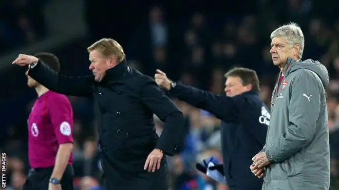 Ushindi mara mbili wa Koeman dhdi ya Wenger ulikuwa wakati alikuwa akiongozoa klabu ya Southampton