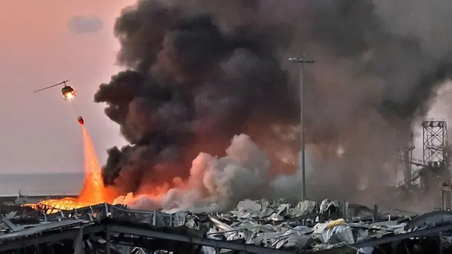 A helicopter was deployed to put out the flames