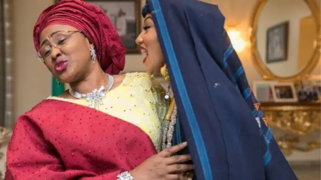 Nigeria first lady Aisha Buhari wen her daughter dey do wedding