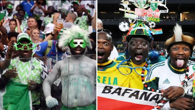 Fans of Super Eagles and Bafana Bafana