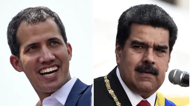 Juan Guaidó es reconocido por EE.UU. y decenas de países como mandatario provisional. Nicolás Maduro fue reelecto presidente en 2018.