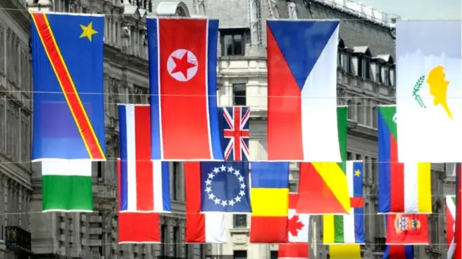 कई देशों के झंडे