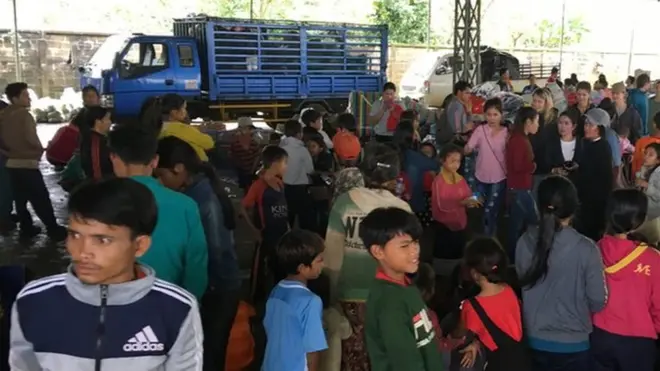 Conditions were basic at this emergency shelter in Paksong