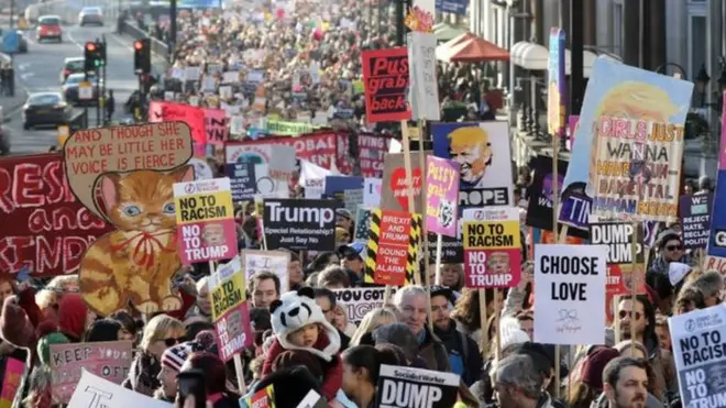 လန်ဒန်က ထရမ့်ဆန့်ကျင်ရေး အမျိုးသမီး ချီတက်ပွဲ