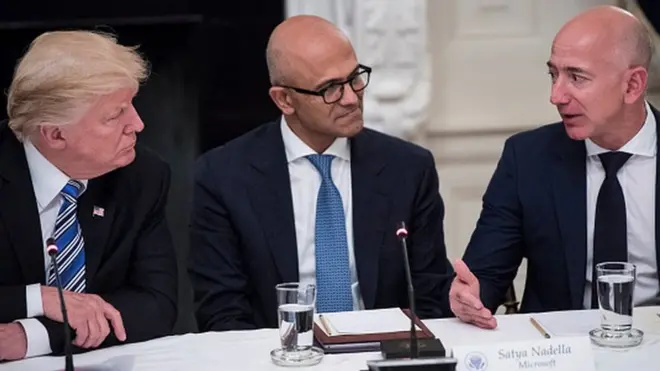 ట్రంప్, సత్య నాదెళ్ల, జెఫ్ బెజోస్
