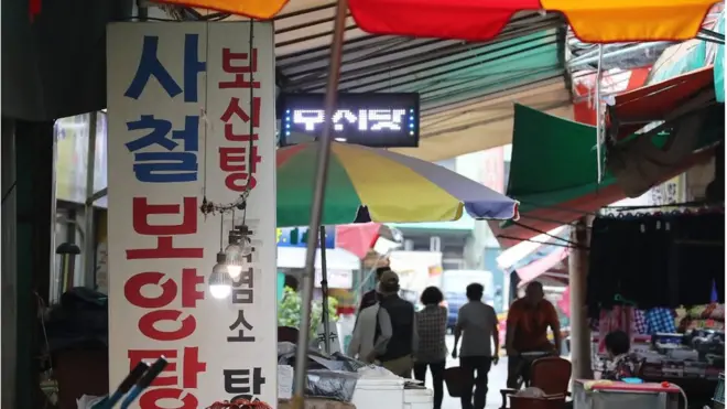 대구 칠성시장 골목 안 보신탕 식당가