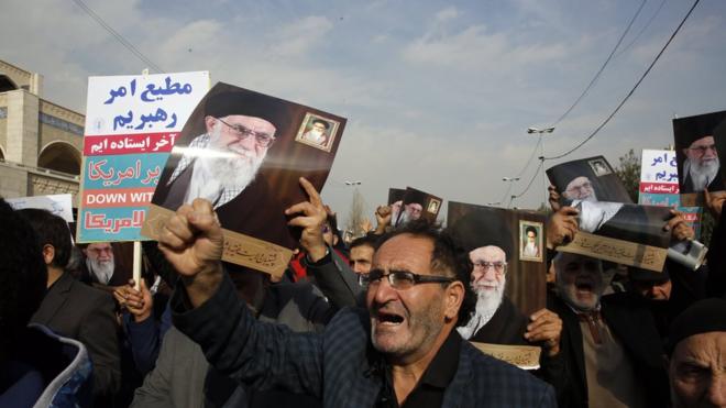 جانب من الاحتجاجات ضد مقتل سليماني في إيران