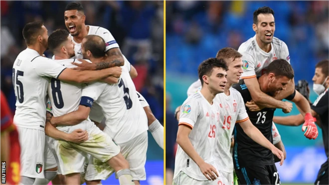Italy and Spain are down to the final four at Wembley in Euro 2020