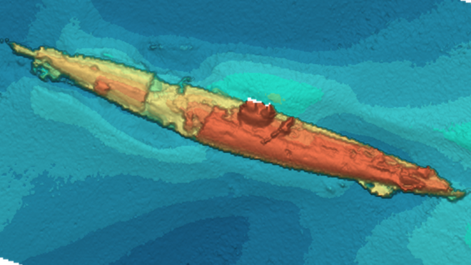 German WW1 submarine emerges off French coast