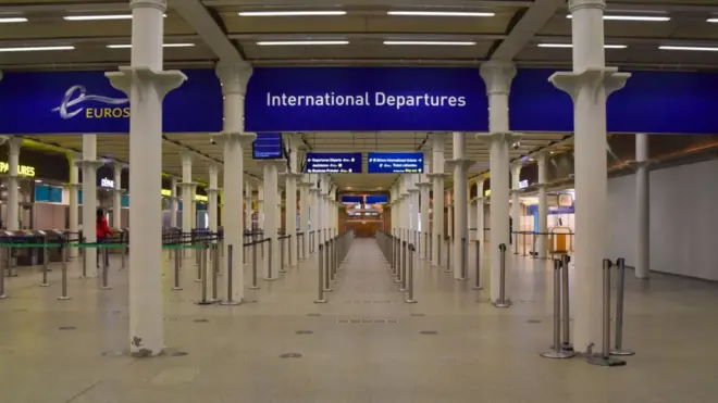 Empty Eurostar departure hall for St Pancras, London, on 25 November 2020