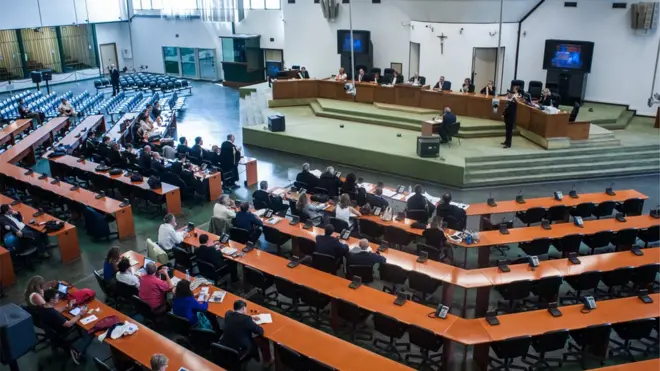 Palermo'da mafyanın yargılandığı bir davanın duruşma salonu