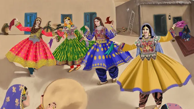 ስእሊ ባህላዊ ክዳን ዝተኸደና ኣፍጋናውያን ደቂ ኣንስትዮ