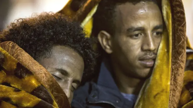 እአአ 2014 በእስራኤል የሚኖሩ ስደተኞች በሀገሪቱ ውስጥ የጥገኝነት መብት እንዲሰጣቸው የተቃውሞ ሰልፍ ባደረጉበት ወቅት