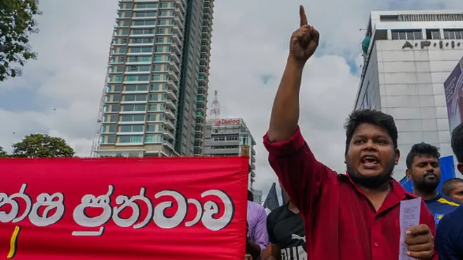 Police use water canon and tear gas to disperse sri lankan university students during a demonstration. August 18, 2022 Colombo, Sri Lanka