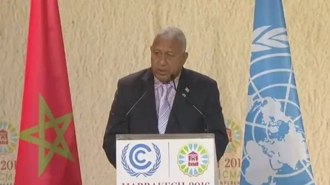 "No es un engaño", dijo Bainimarama al hablar del cambio climático.
