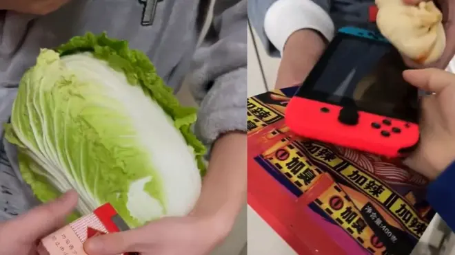 Some residents have shared videos on social media of them swapping cigarettes for cabbage, and Nintendo Switch for instant noodles and steamed buns