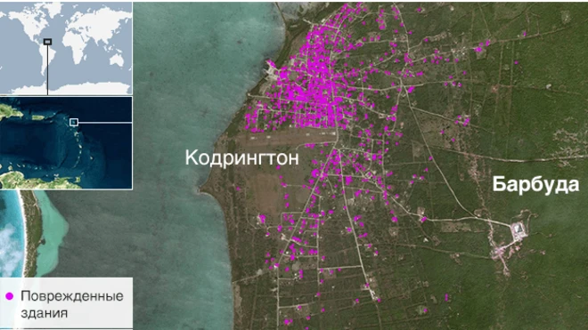 Карта разрушений Барбуды