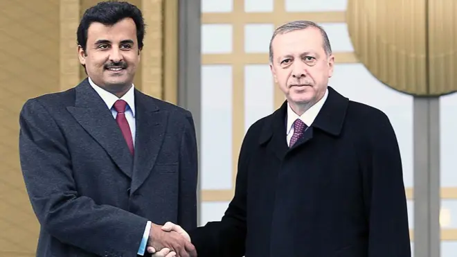 क़तर के प्रिंस अल-थानी और अर्दोआऩ