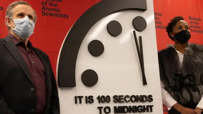 Sat prilikom objave 2021. godine - ostao je na 100 sekundi do ponoći