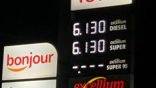 Screenshot of current petrol price in Ghana