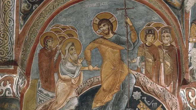 Representación de la resurrección de Jesús hallada en Turquía.