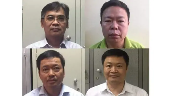 (Từ trên xuống, trái qua) Ông Từ Thành Nghĩa, Nguyễn Tuấn Hùng, Võ Quang Huy, Đinh Văn Ngọc