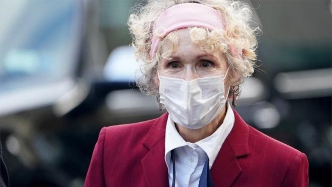 Donald Trump rape accuser E. Jean Carroll arrives for her hearing at federal court during the coronavirus disease (COVID-19) pandemic in the Manhattan borough of New York City, New York, U.S., October 21, 2020