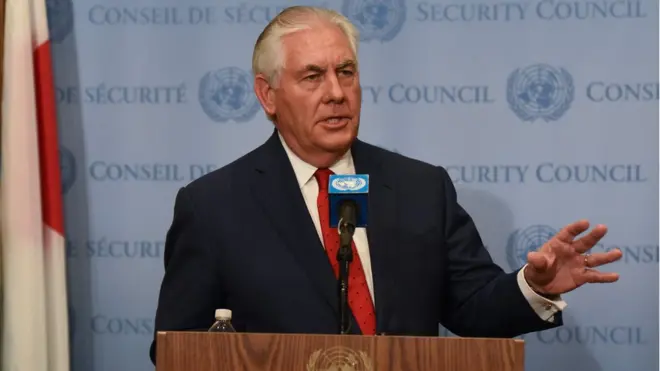 蒂勒森对安理会表示，外交途径仍然是敞开的，但美国不会为了谈判而屈服于朝鲜的条件。