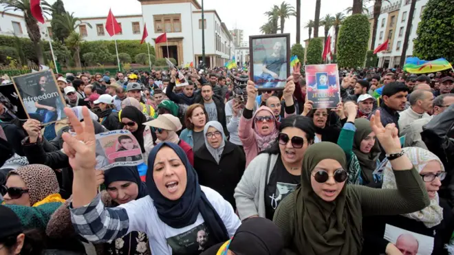 مظاهرة جرت في الرباط في نيسان / أبريل 2019 انتصارا لزعماء حراك الريف