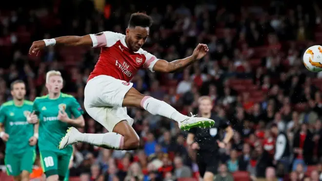 Pierre-Emerick Aubameyang lors du match de ligue europa face à FC Vorskla