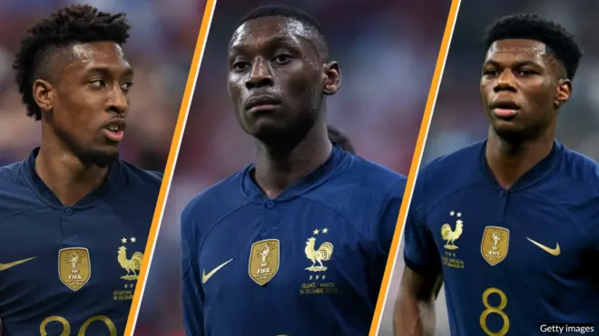 ثلاثي المنتخب الفرنسي أوريليان تشاويميني، وكينغسلي كومان، وراندال كولو مواني