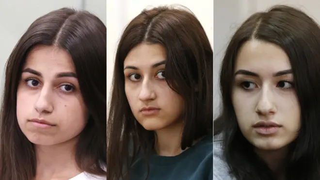 The sisters (L-R) and their ages in July 2018: Angelina (18), Maria (17), Krestina (19)