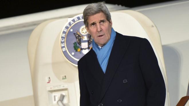 John Kerry arrives in Moscow for talks on Syria and Ukraine