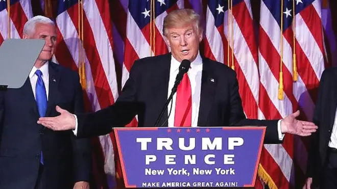 Donald Trump da su discurso de la victoria.