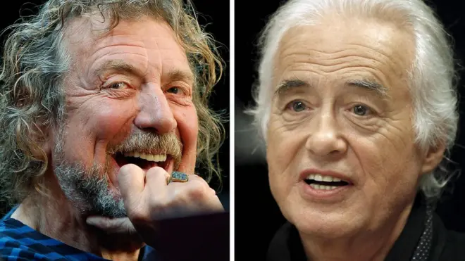 El cantante de Led Zeppelin, Robert Plant (izq.) y el guitarrista, Jimmy Page (der.), niegan haber plagiado los acordes de "Stairway to Heaven".