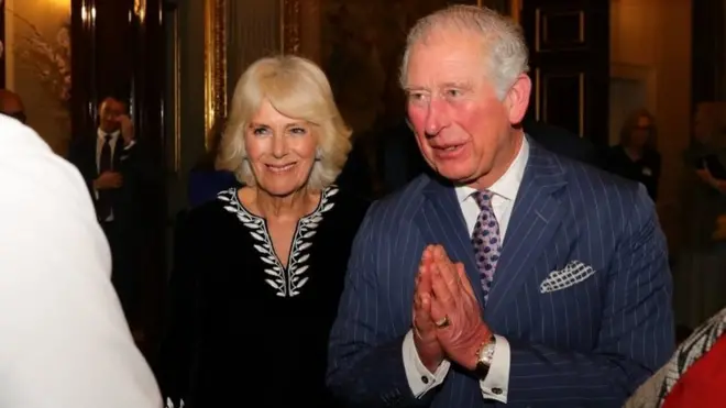 09/03/20 of the Prince of Wales and the Duchess of Cornwall greeting guests during the Commonwealth Reception at Marlborough House, London on Commonwealth Day