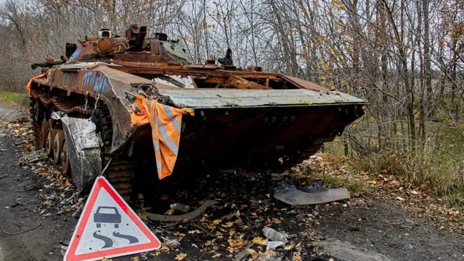 रूस का तबाह टैंक